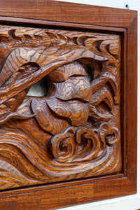 幅775ミリ!! 勇ましい姿の龍を描いた小型彫刻欄間　EZ2581　在庫1枚