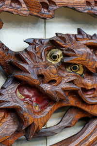 幅775ミリ!! 勇ましい姿の龍を描いた小型彫刻欄間　EZ2581　在庫1枚