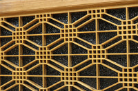 二重蜀江組子で雅な眺めをみせるダイヤガラス入り小型欄間　EZ2585　在庫1枚