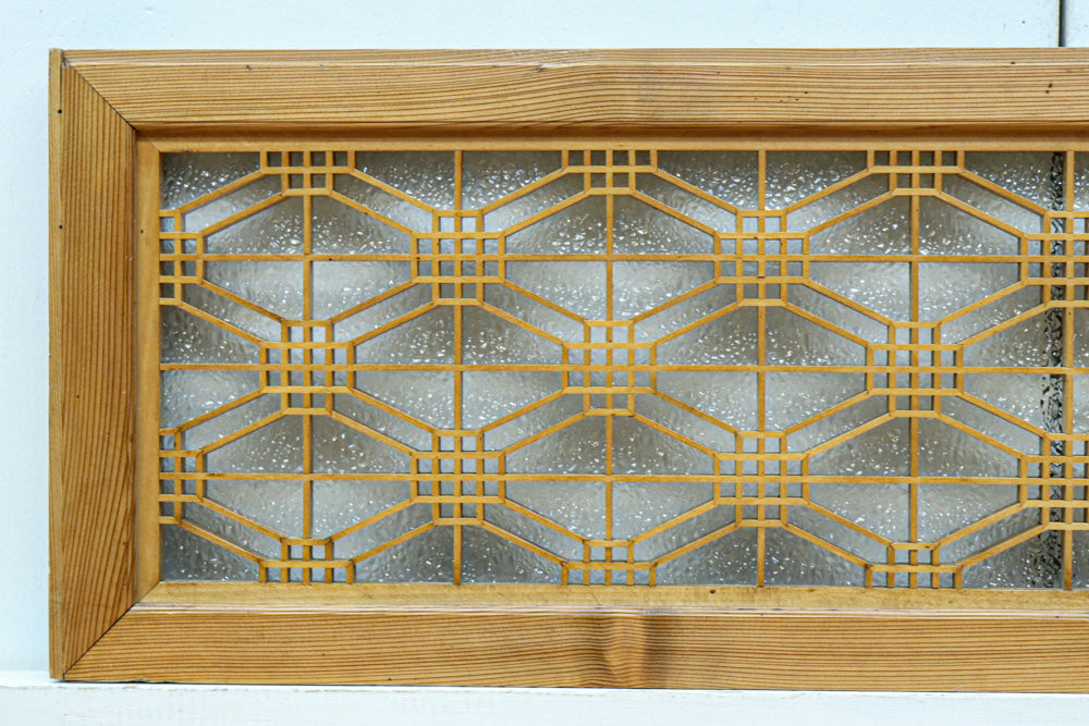 二重蜀江組子で雅な眺めをみせるダイヤガラス入り小型欄間　EZ2585　在庫1枚