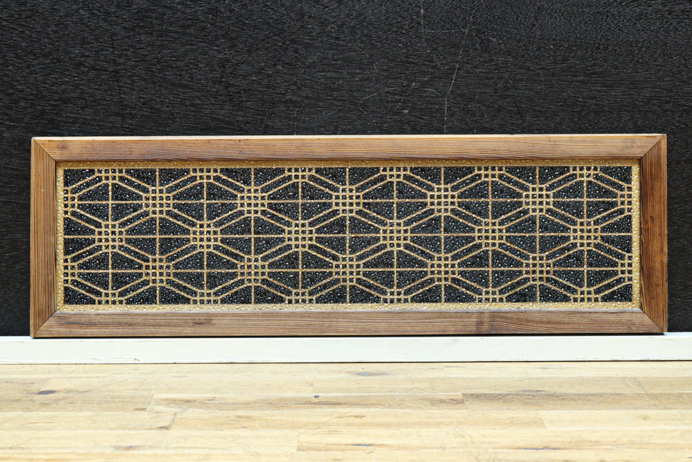 二重蜀江組子で雅な眺めをみせるダイヤガラス入り小型欄間　EZ2585　在庫1枚