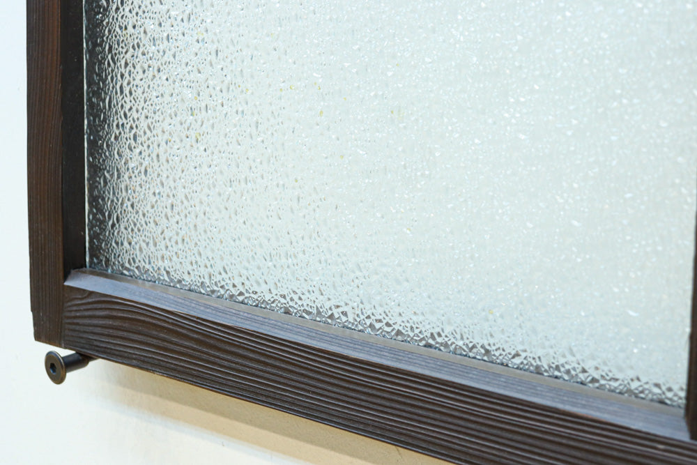 幅880ミリ!! グリーンの色ガラスが映えるガラス小型欄間　EZ2588　在庫1枚