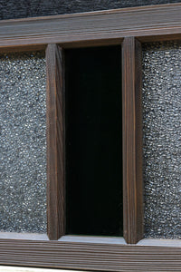 幅880ミリ!! グリーンの色ガラスが映えるガラス小型欄間　EZ2588　在庫1枚