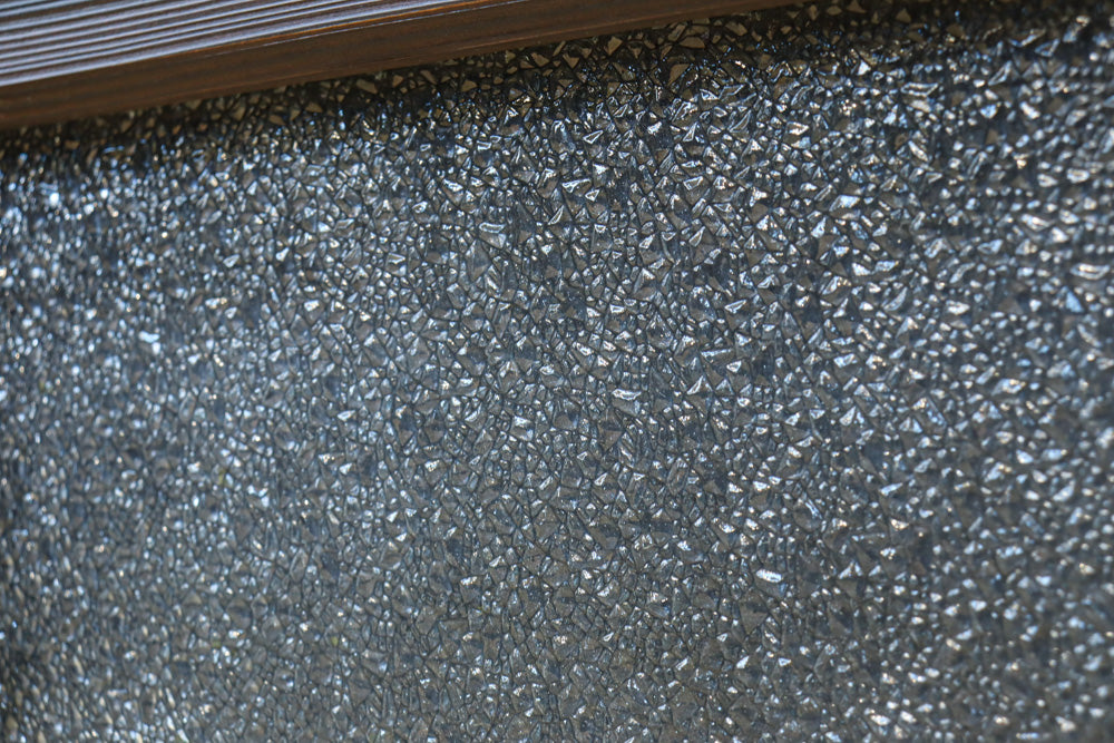 幅880ミリ!! グリーンの色ガラスが映えるガラス小型欄間　EZ2588　在庫1枚