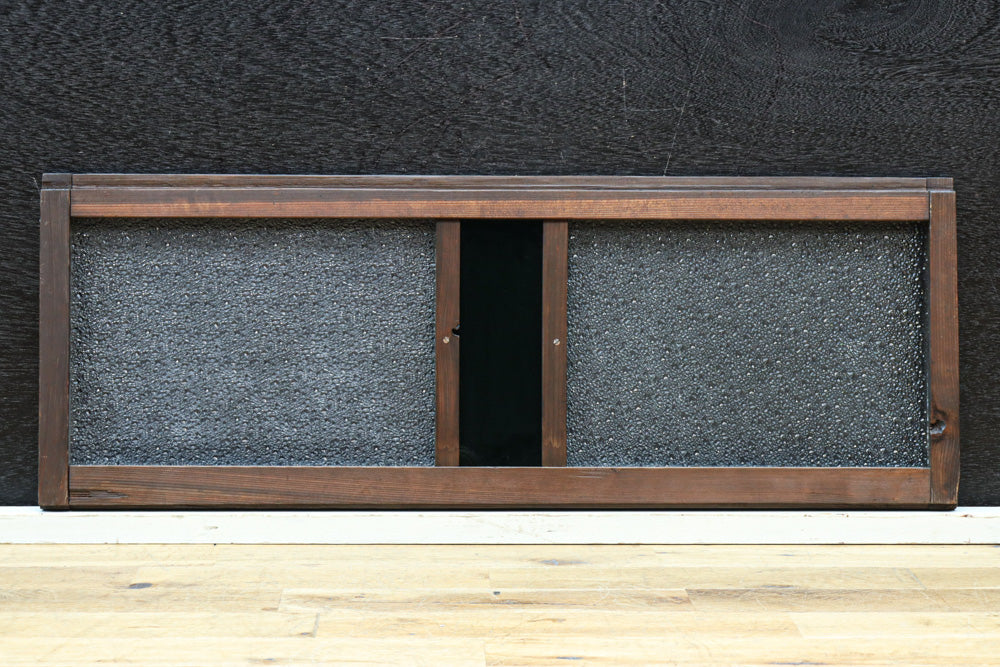 幅880ミリ!! グリーンの色ガラスが映えるガラス小型欄間　EZ2588　在庫1枚