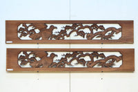 松の周りで貫録ある鷹が舞う彫刻欄間素材　EZ2592ab　在庫(a:0 b:1)枚