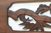 松の周りで貫録ある鷹が舞う彫刻欄間素材　EZ2592ab　在庫(a:0 b:1)枚