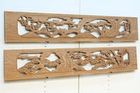 縁起物の木々を描いた上品な面持ちの彫刻欄間素材　EZ2593ab　在庫(a:1 b:1)枚