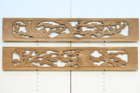 縁起物の木々を描いた上品な面持ちの彫刻欄間素材　EZ2593ab　在庫(a:1 b:1)枚