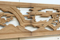 縁起物の木々を描いた上品な面持ちの彫刻欄間素材　EZ2593ab　在庫(a:1 b:1)枚