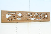 縁起物の木々を描いた上品な面持ちの彫刻欄間素材　EZ2593ab　在庫(a:1 b:1)枚