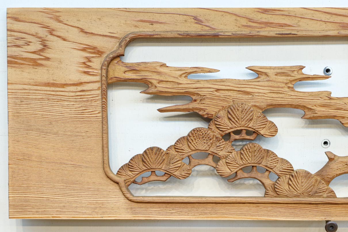 鶴と松　木彫 彫刻欄間の高原銘木店 ＞ 図柄一覧 ＞ 松竹梅に鶴亀 ＞ 0464 松竹梅に