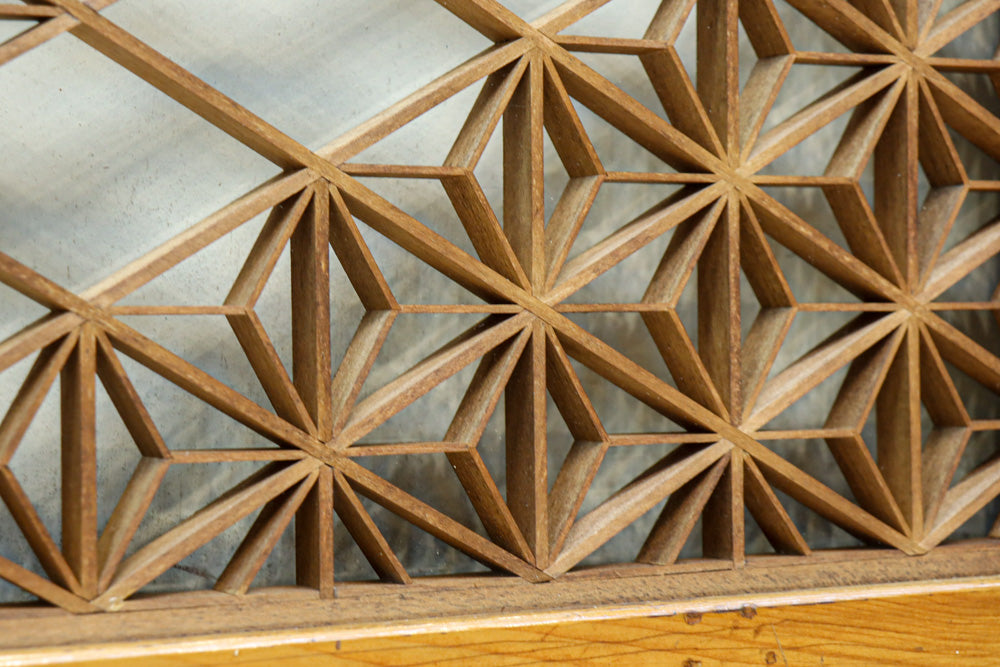 稀少小型サイズ!!　気品漂う組子帯模様で迫力ある両面ガラス入り建具セット　EZ2596　在庫4枚1組