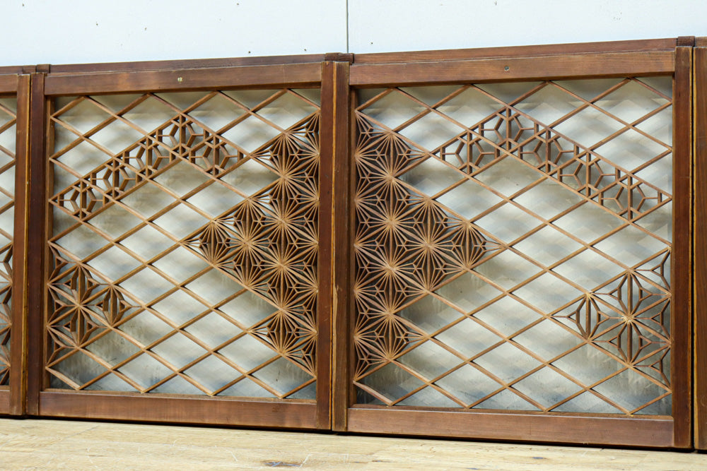 稀少小型サイズ!!　気品漂う組子帯模様で迫力ある両面ガラス入り建具セット　EZ2596　在庫4枚1組