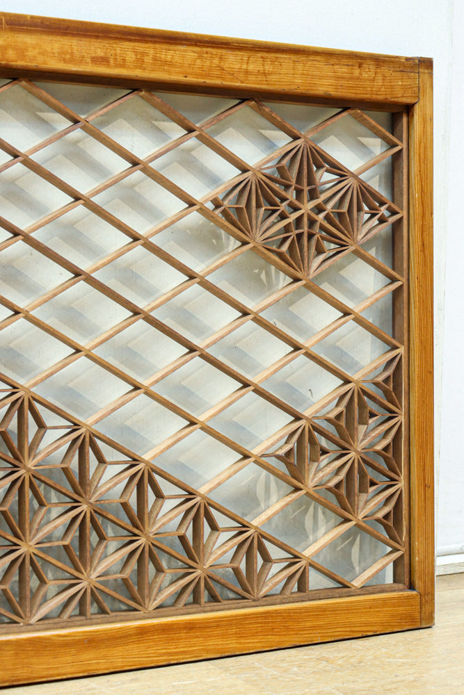 稀少小型サイズ!!　気品漂う組子帯模様で迫力ある両面ガラス入り建具セット　EZ2596　在庫4枚1組
