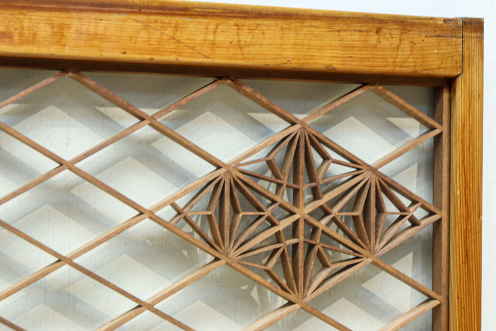 稀少小型サイズ!!　気品漂う組子帯模様で迫力ある両面ガラス入り建具セット　EZ2596　在庫4枚1組