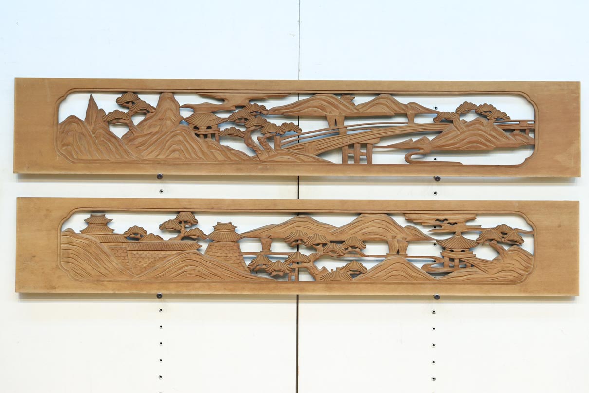 松島を描く彫刻欄間素材　EZ2598ab　在庫(a:1 b:1)枚