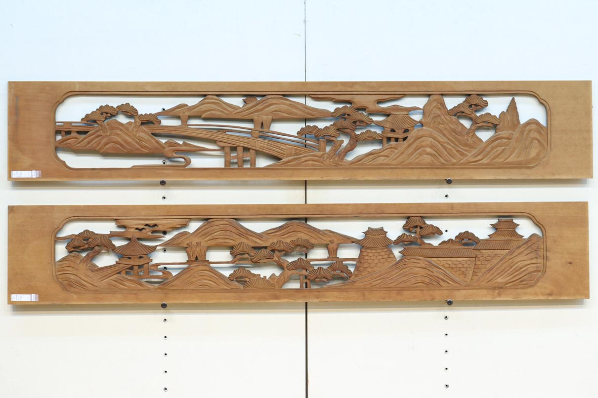 松島を描く彫刻欄間素材　EZ2598ab　在庫(a:1 b:1)枚