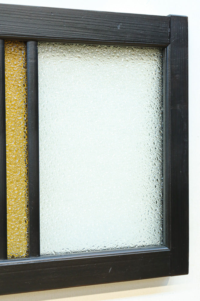 稀少アンバーガラスで華やかな印象を放つダイヤガラス入り欄間　EZ2602ab　在庫(a:1 b:1)枚