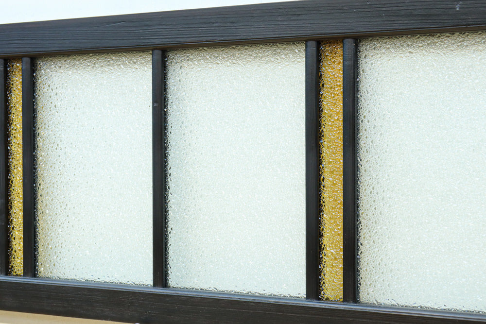 稀少アンバーガラスで華やかな印象を放つダイヤガラス入り欄間　EZ2602ab　在庫(a:1 b:1)枚