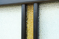 稀少アンバーガラスで華やかな印象を放つダイヤガラス入り欄間　EZ2602ab　在庫(a:1 b:1)枚