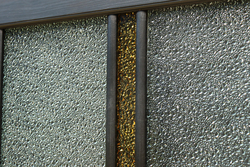 稀少アンバーガラスで華やかな印象を放つダイヤガラス入り欄間　EZ2602ab　在庫(a:1 b:1)枚