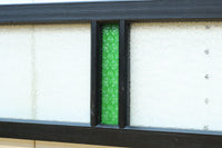 グリーンの花柄プレスガラスのレトロ感が可愛らしい中型ガラス欄間　EZ2607ab　在庫(a:1 b:0)枚