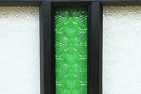 グリーンの花柄プレスガラスのレトロ感が可愛らしい中型ガラス欄間　EZ2607ab　在庫(a:1 b:0)枚
