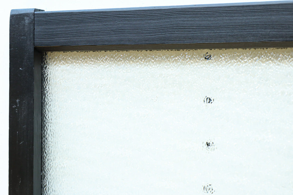 グリーンの花柄プレスガラスのレトロ感が可愛らしい中型ガラス欄間　EZ2607ab　在庫(a:1 b:0)枚