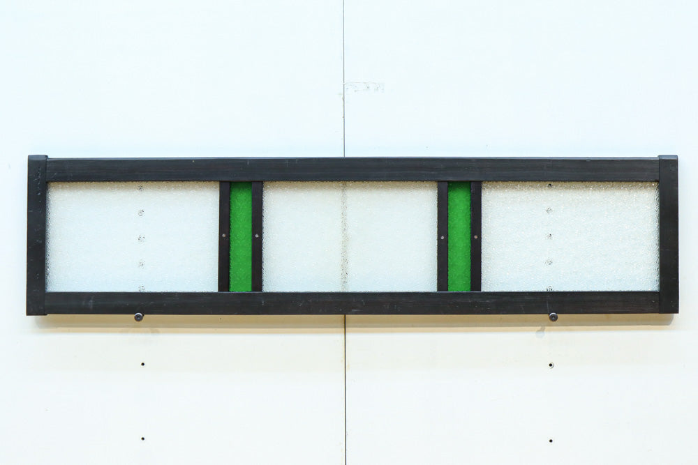 グリーンの花柄プレスガラスのレトロ感が可愛らしい中型ガラス欄間　EZ2607ab　在庫(a:1 b:0)枚