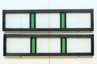 グリーンの花柄プレスガラスのレトロ感が可愛らしい中型ガラス欄間　EZ2607ab　在庫(a:1 b:0)枚