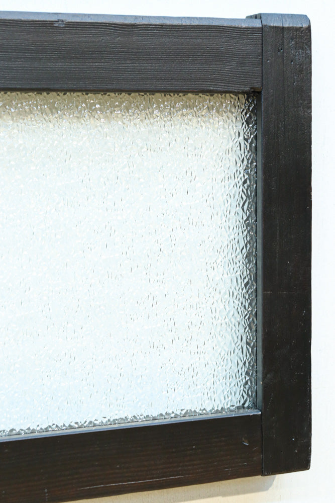 グリーンの花柄プレスガラスのレトロ感が可愛らしい中型ガラス欄間　EZ2607ab　在庫(a:1 b:0)枚