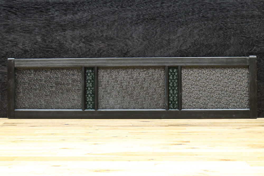 グリーンの花柄プレスガラスのレトロ感が可愛らしい中型ガラス欄間　EZ2607ab　在庫(a:1 b:0)枚