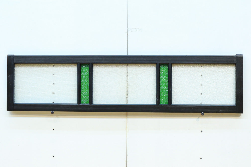 グリーンの花柄プレスガラスのレトロ感が可愛らしい中型ガラス欄間　EZ2607ab　在庫(a:1 b:0)枚