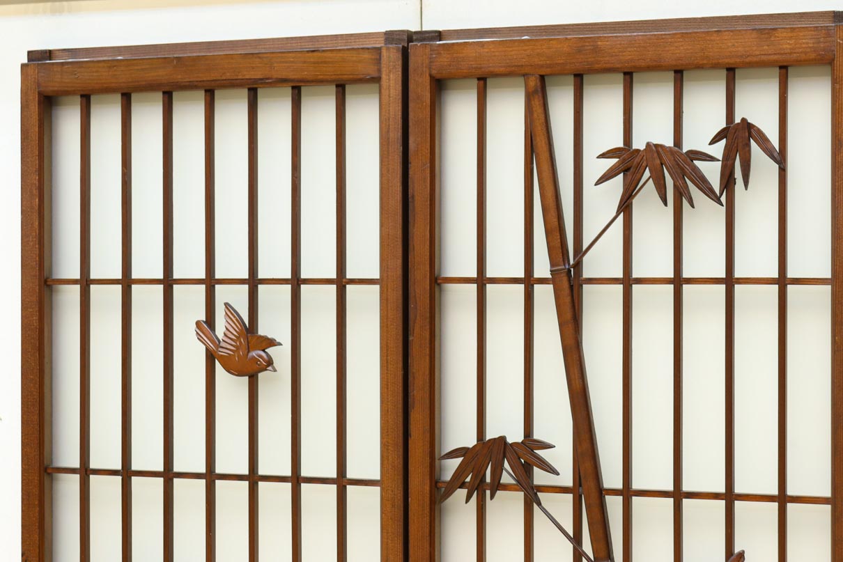 古色を帯びた風情溢れる竹雀の書院セット　EZ2612　在庫3枚一組