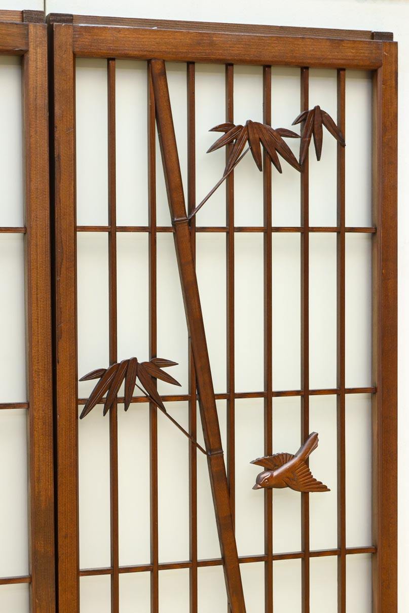 古色を帯びた風情溢れる竹雀の書院セット　EZ2612　在庫3枚一組