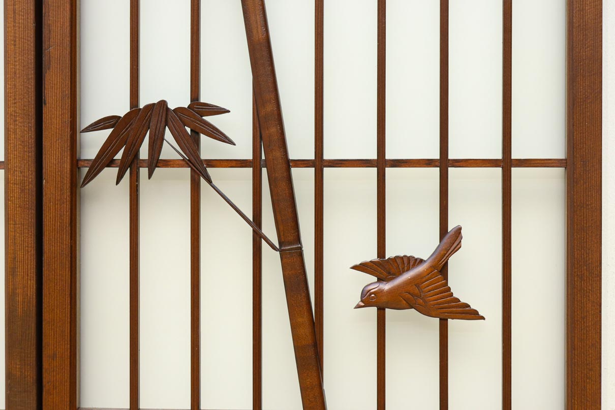 古色を帯びた風情溢れる竹雀の書院セット　EZ2612　在庫3枚一組