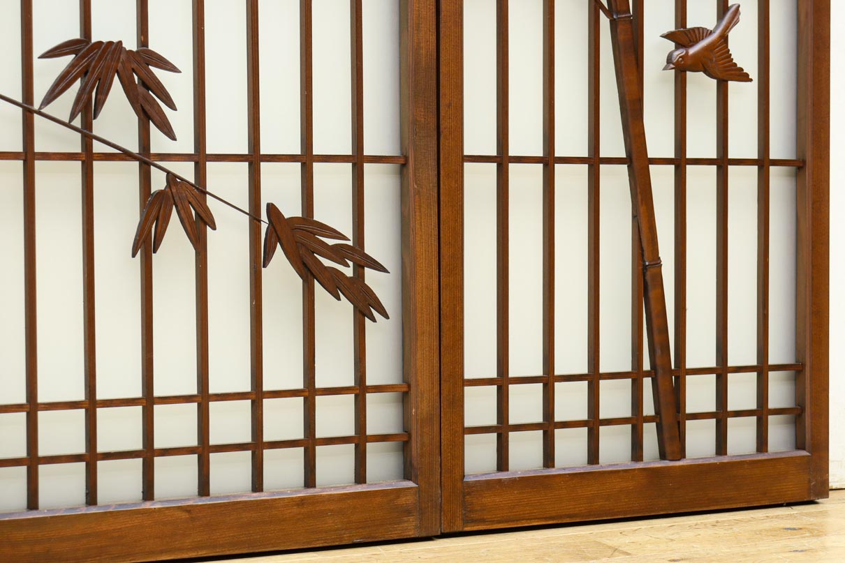 古色を帯びた風情溢れる竹雀の書院セット　EZ2612　在庫3枚一組