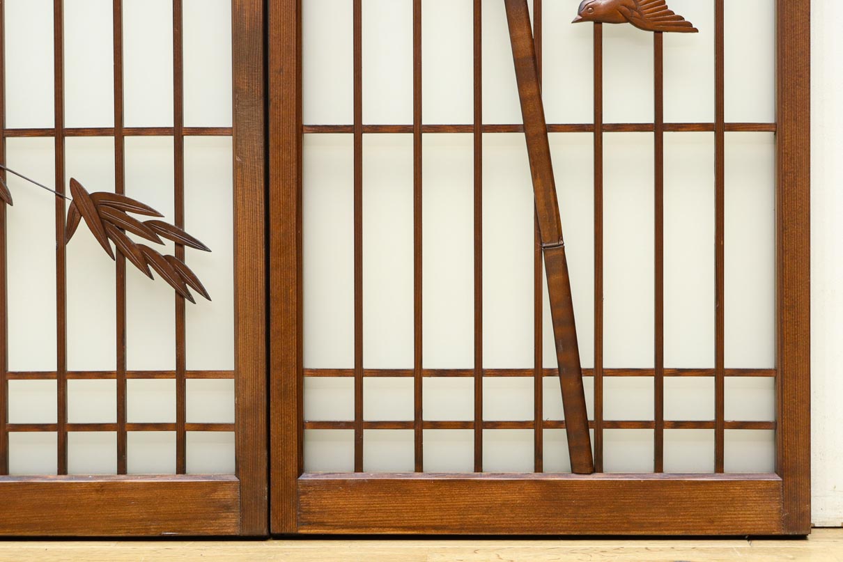 古色を帯びた風情溢れる竹雀の書院セット　EZ2612　在庫3枚一組