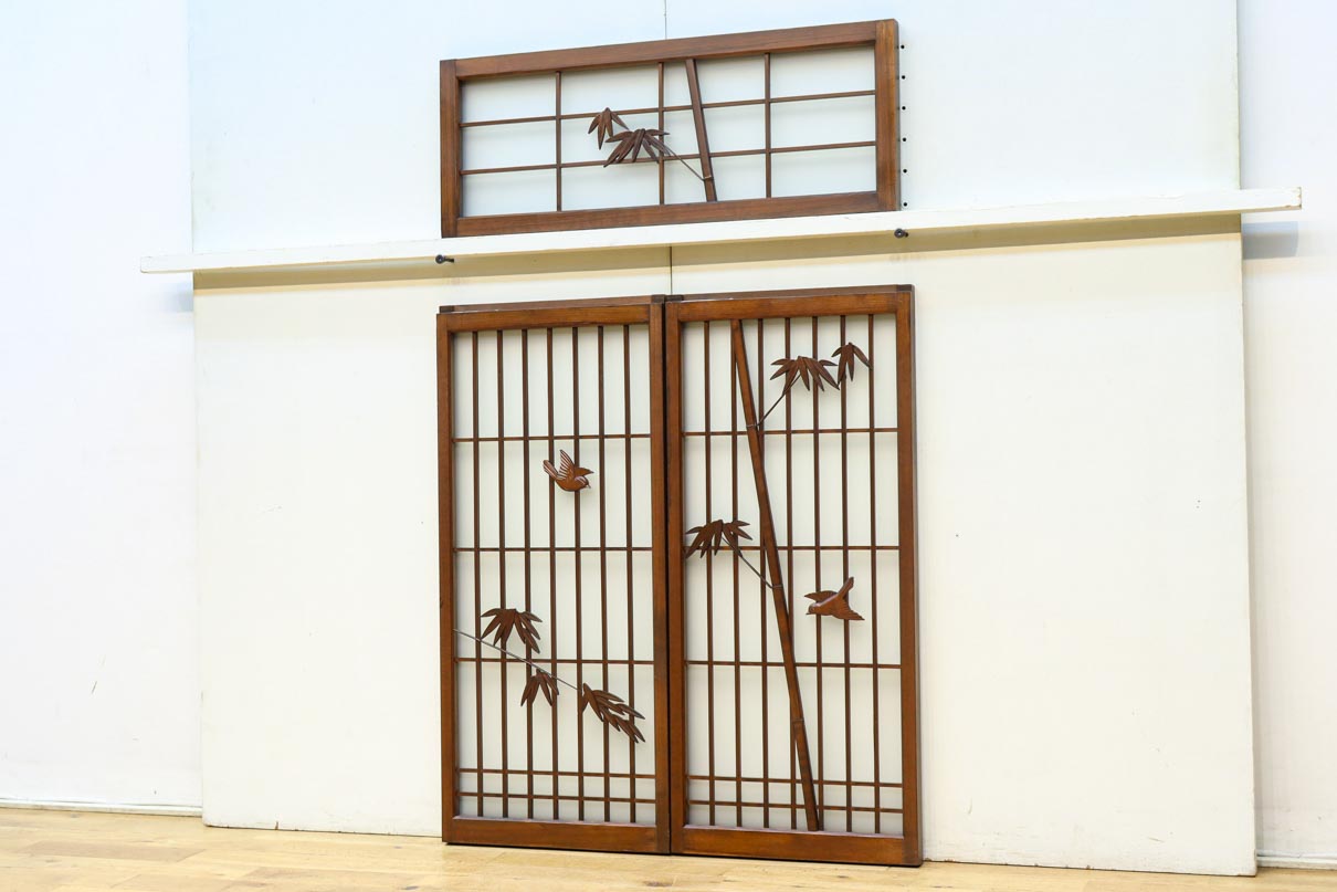 古色を帯びた風情溢れる竹雀の書院セット EZ2612 在庫3枚一組