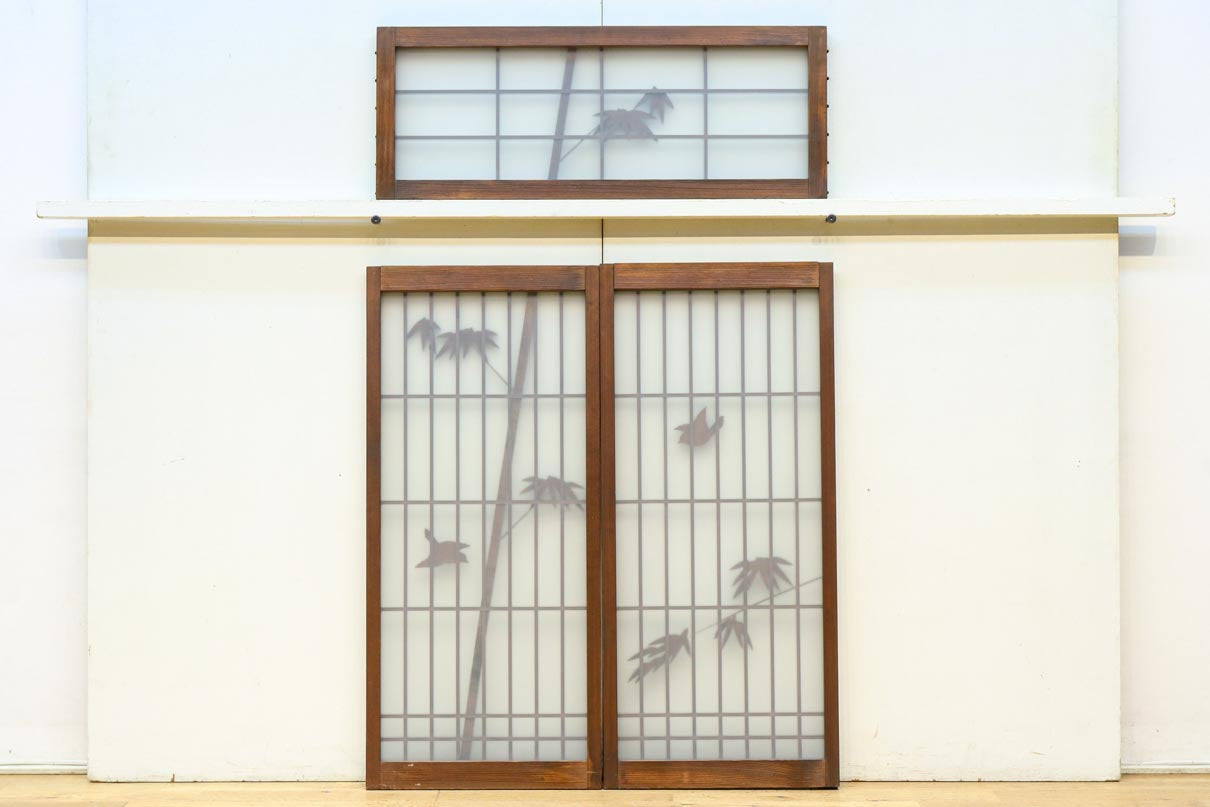 古色を帯びた風情溢れる竹雀の書院セット　EZ2612　在庫3枚一組