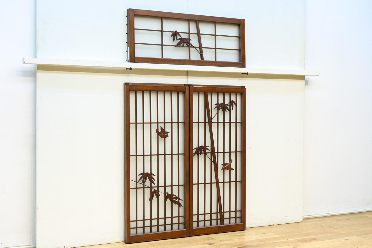 古色を帯びた風情溢れる竹雀の書院セット　EZ2612　在庫3枚一組