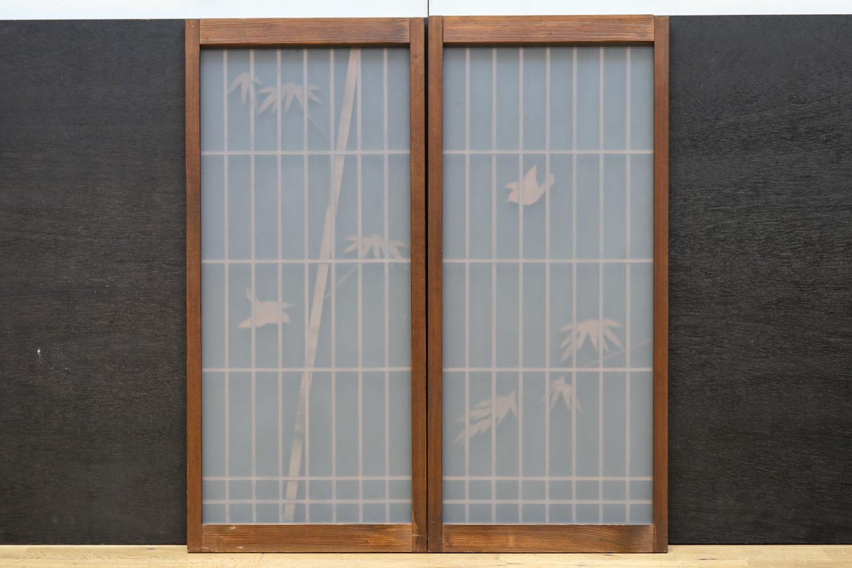 古色を帯びた風情溢れる竹雀の書院セット　EZ2612　在庫3枚一組