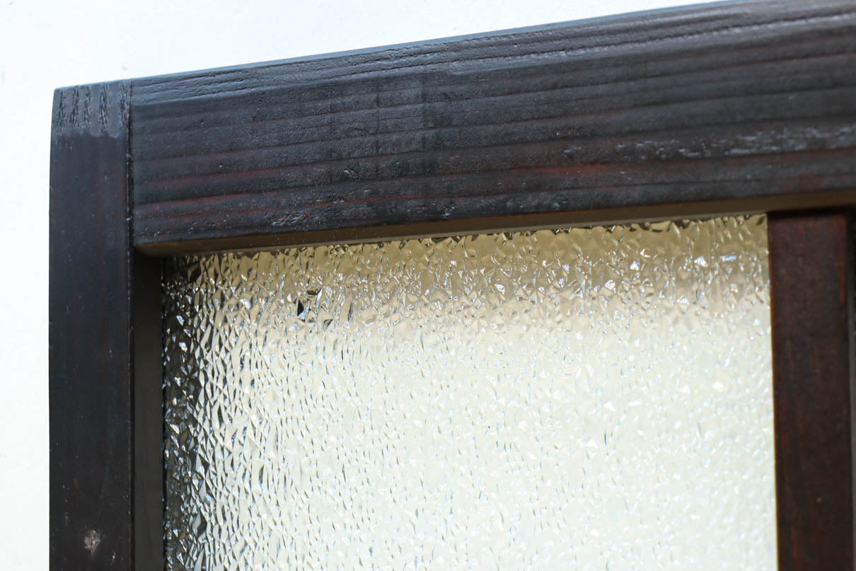 欄間G 2枚セット 朱色の色ガラスが可愛らしい小型ガラス欄間 EZ2614 在庫1枚 – 古福庵