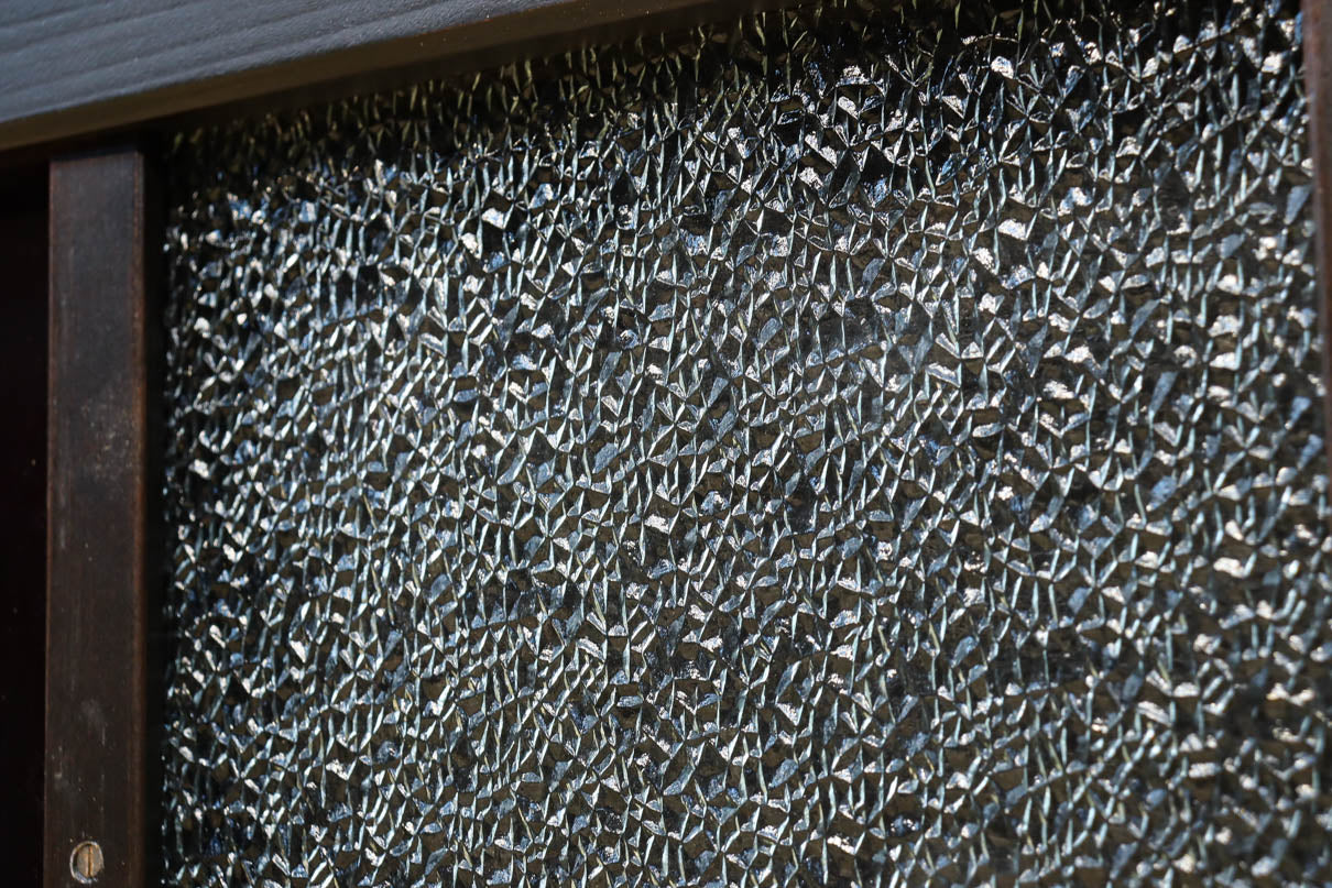 欄間G 2枚セット 朱色の色ガラスが可愛らしい小型ガラス欄間 EZ2614 在庫1枚 – 古福庵