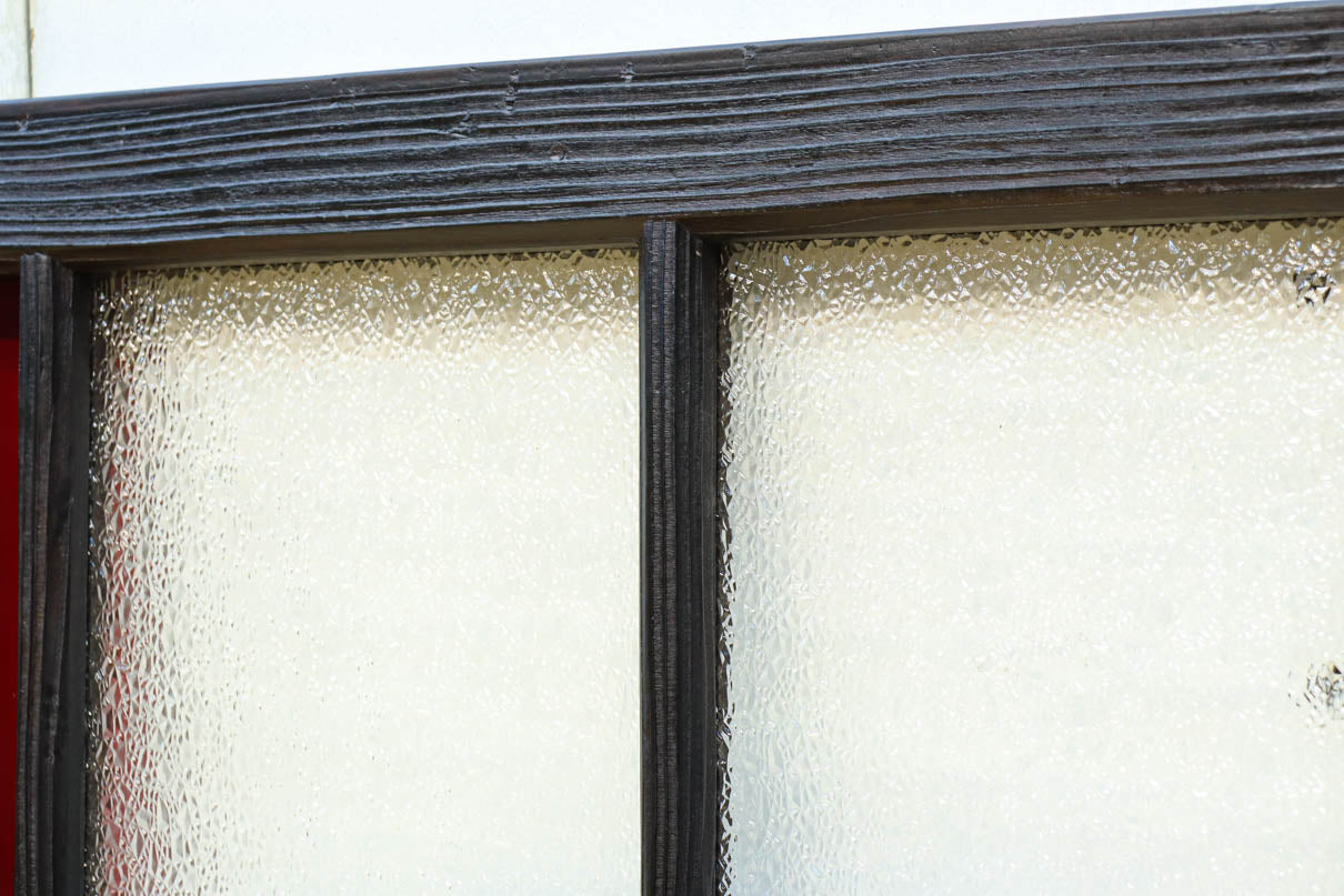 朱色の色ガラスが可愛らしい小型ガラス欄間 EZ2614 在庫1枚 – 古福庵