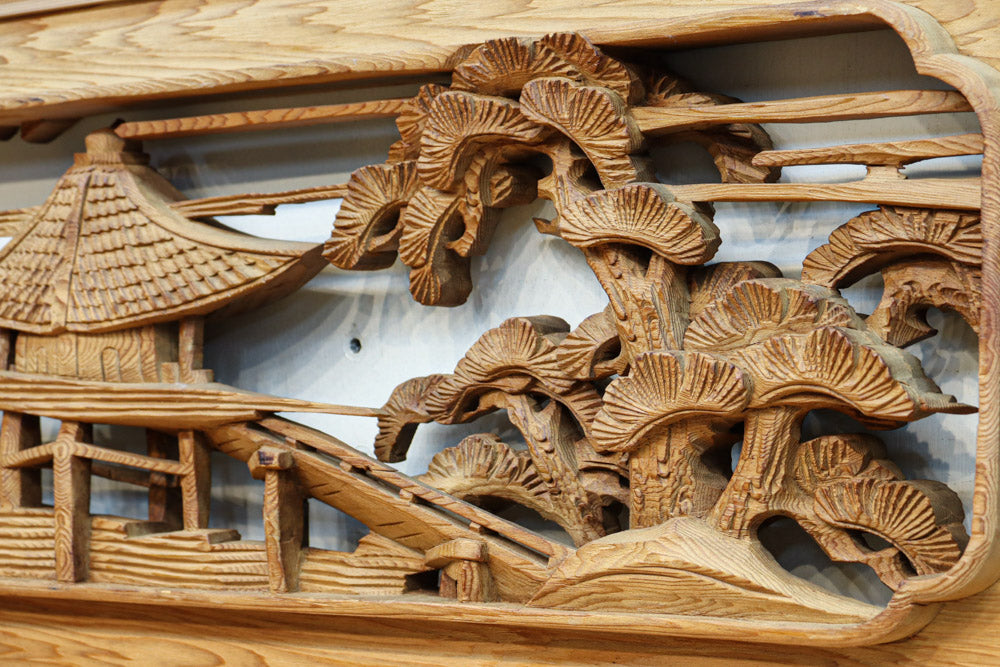 ・送料込み・欄間　新古品　彫刻　美術品　2枚組 楽天市場】▽現状販売▽ アンティーク建具 彫刻欄間 2枚セット