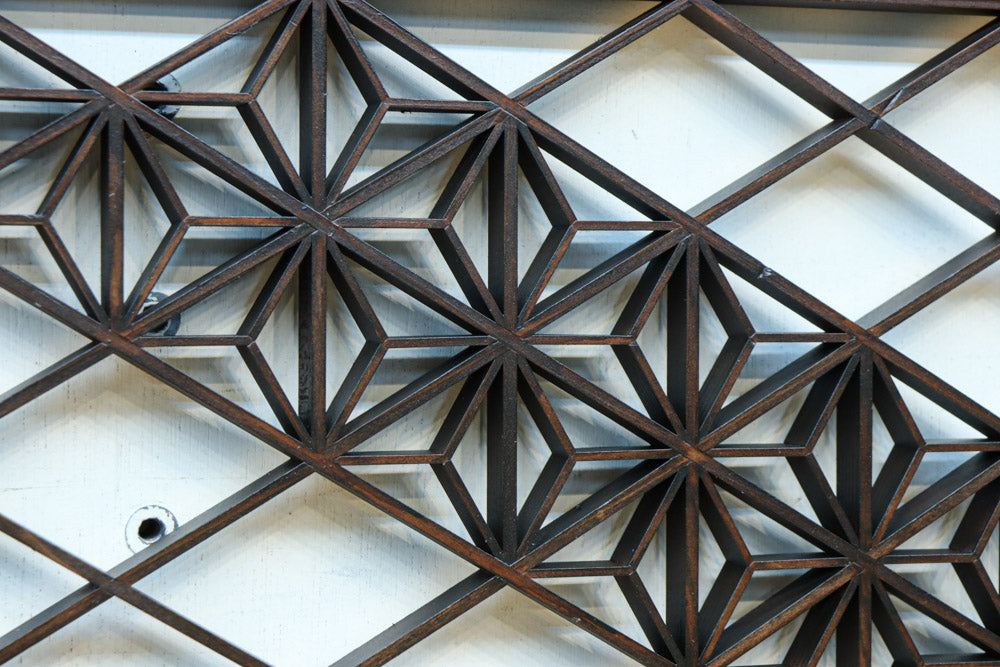 麻の葉帯模様が美しい欄間・書院セット　EZ2629　在庫5枚1組