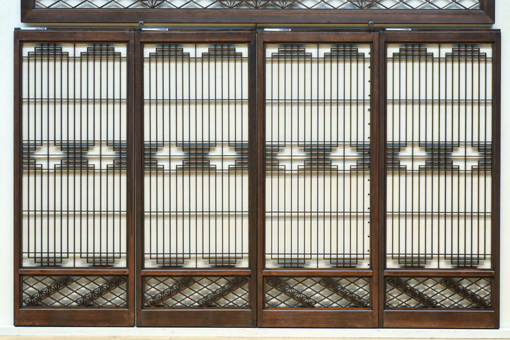 麻の葉帯模様が美しい欄間・書院セット　EZ2629　在庫5枚1組