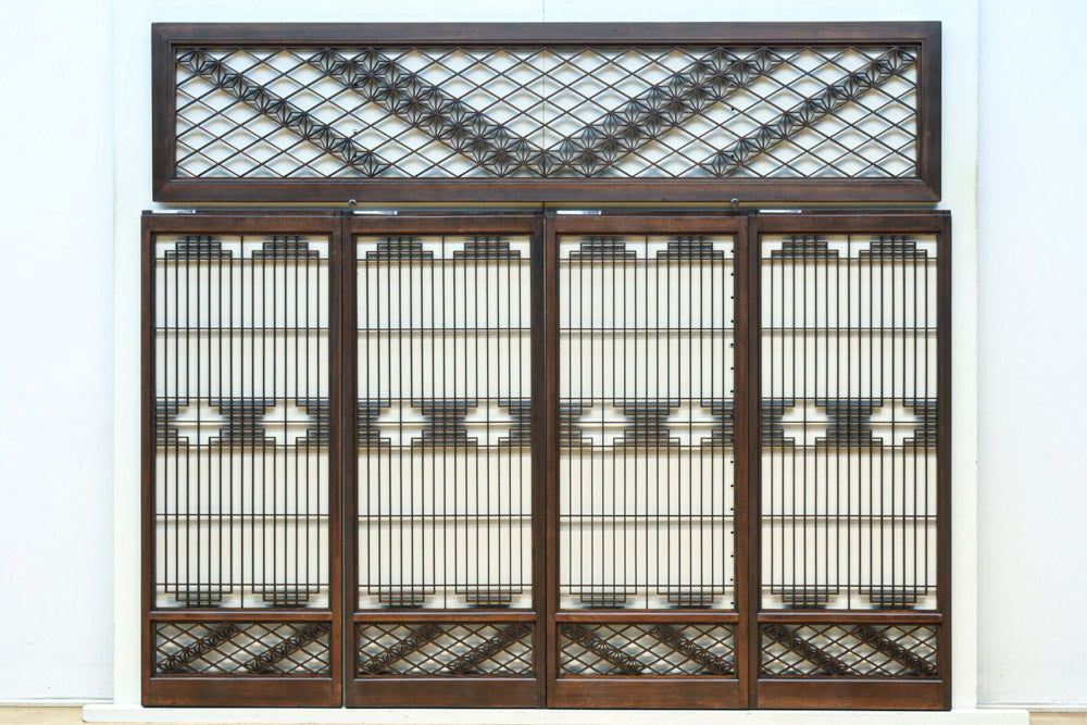 麻の葉帯模様が美しい欄間・書院セット　EZ2629　在庫5枚1組